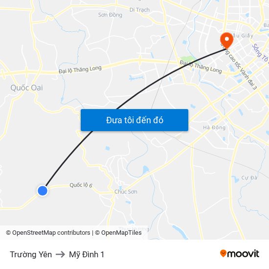 Trường Yên to Mỹ Đình 1 map