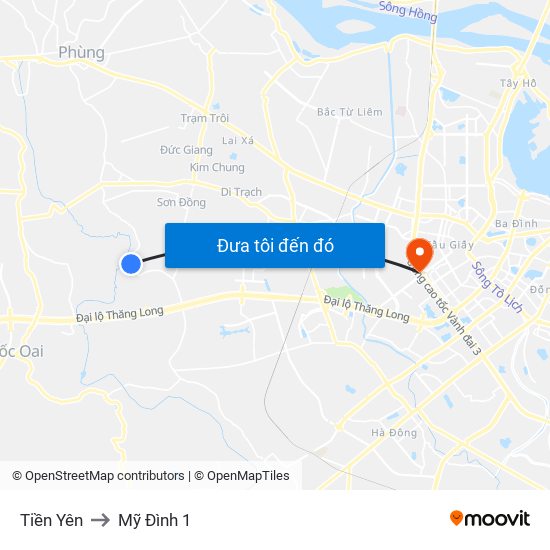 Tiền Yên to Mỹ Đình 1 map