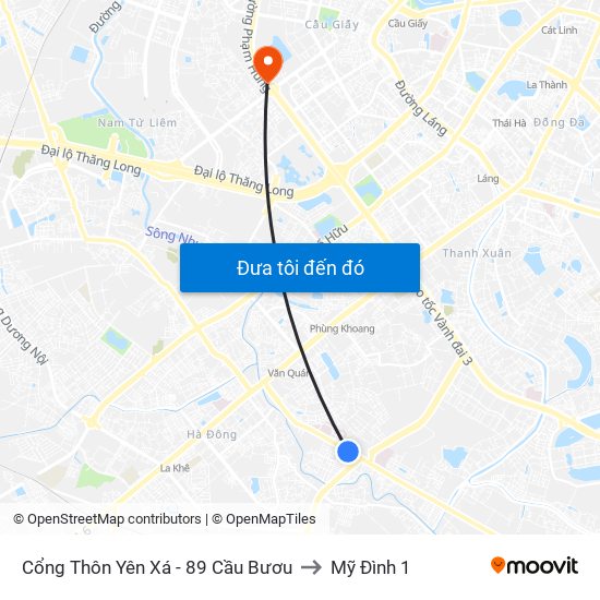 Cổng Thôn Yên Xá - 89 Cầu Bươu to Mỹ Đình 1 map