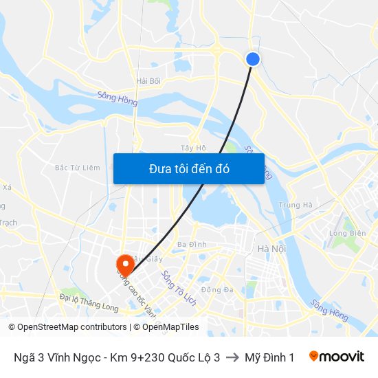 Ngã 3 Vĩnh Ngọc - Km 9+230 Quốc Lộ 3 to Mỹ Đình 1 map