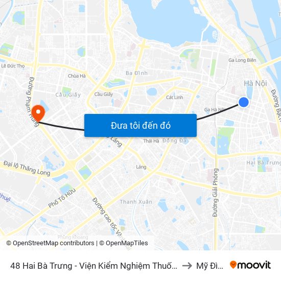 48 Hai Bà Trưng - Viện Kiểm Nghiệm Thuốc Trung Ương to Mỹ Đình 1 map