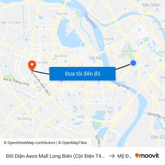 Đối Diện Aeon Mall Long Biên (Cột Điện T4a/2a-B Đường Cổ Linh) to Mỹ Đình 1 map