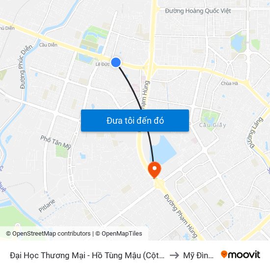 Đại Học Thương Mại - Hồ Tùng Mậu (Cột Sau) to Mỹ Đình 1 map