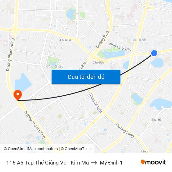 116 A5 Tập Thể Giảng Võ - Kim Mã to Mỹ Đình 1 map