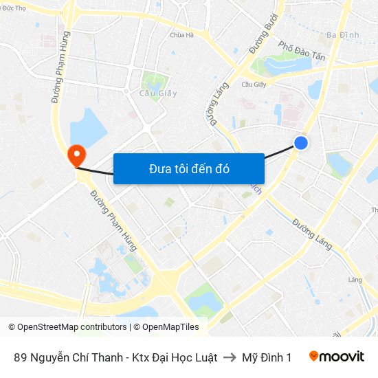 89 Nguyễn Chí Thanh - Ktx Đại Học Luật to Mỹ Đình 1 map