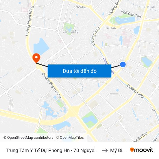 Trung Tâm Y Tế Dự Phòng Hn - 70 Nguyễn Chí Thanh to Mỹ Đình 1 map