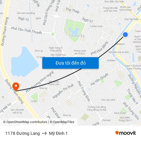 1178 Đường Láng to Mỹ Đình 1 map