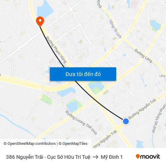 386 Nguyễn Trãi - Cục Sở Hữu Trí Tuệ to Mỹ Đình 1 map