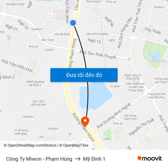 Bệnh Viện Đa Khoa Y Học Cổ Truyền - 6 Phạm Hùng to Mỹ Đình 1 map