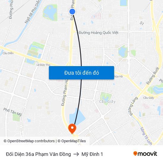 Đối Diện 36a Phạm Văn Đồng to Mỹ Đình 1 map
