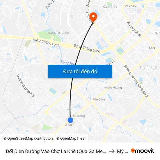 Đối Diện Đường Vào Chợ La Khê (Qua Ga Metro La Khê) - 405 Quang Trung (Hà Đông) to Mỹ Đình 1 map