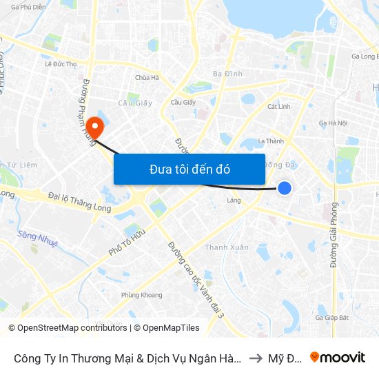 Công Ty In Thương Mại & Dịch Vụ Ngân Hàng - Số 10 Chùa Bộc to Mỹ Đình 1 map