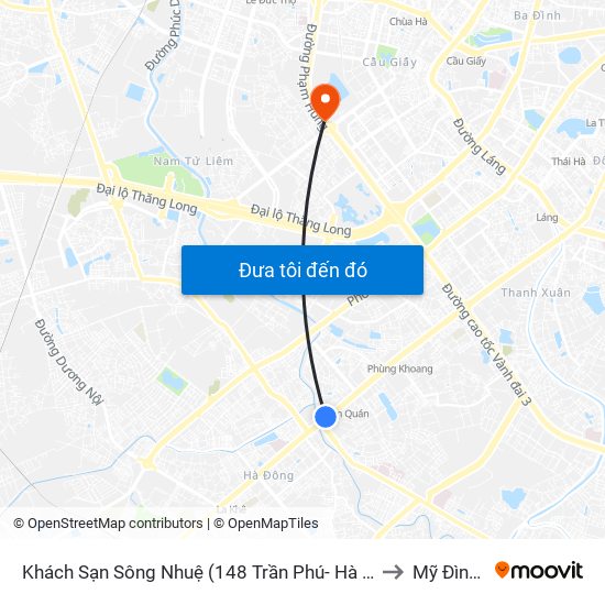 Khách Sạn Sông Nhuệ (148 Trần Phú- Hà Đông) to Mỹ Đình 1 map