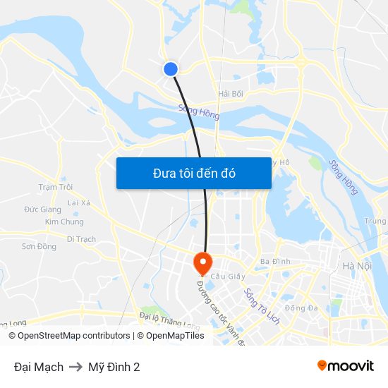 Đại Mạch to Mỹ Đình 2 map