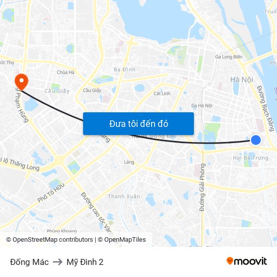 Đống Mác to Mỹ Đình 2 map