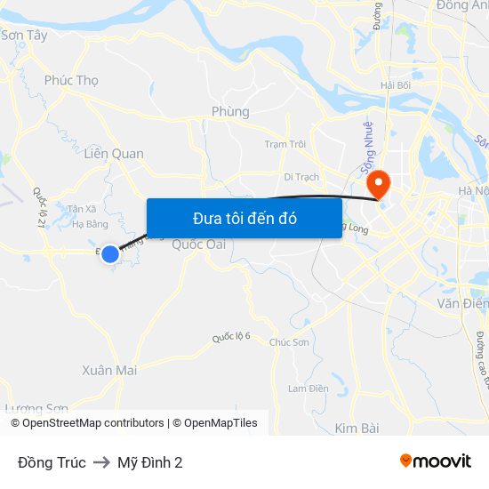 Đồng Trúc to Mỹ Đình 2 map