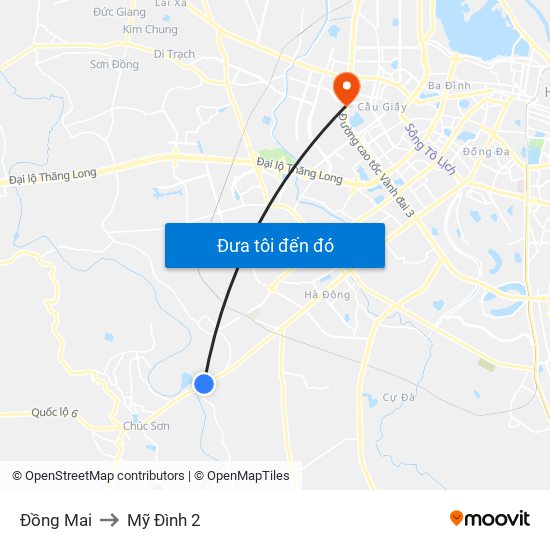 Đồng Mai to Mỹ Đình 2 map