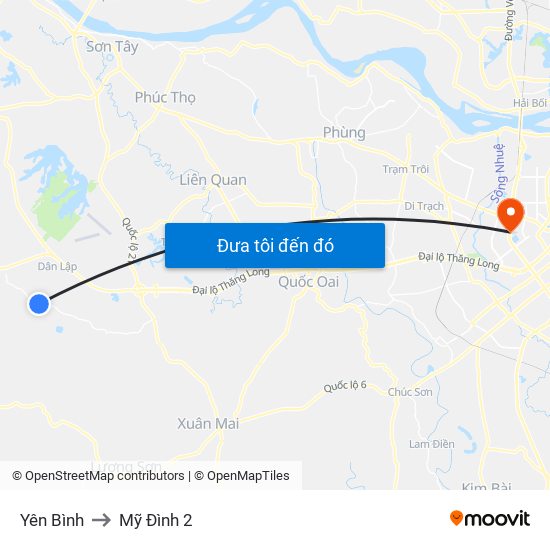 Yên Bình to Mỹ Đình 2 map