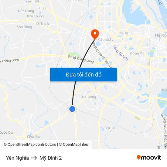 Yên Nghĩa to Mỹ Đình 2 map