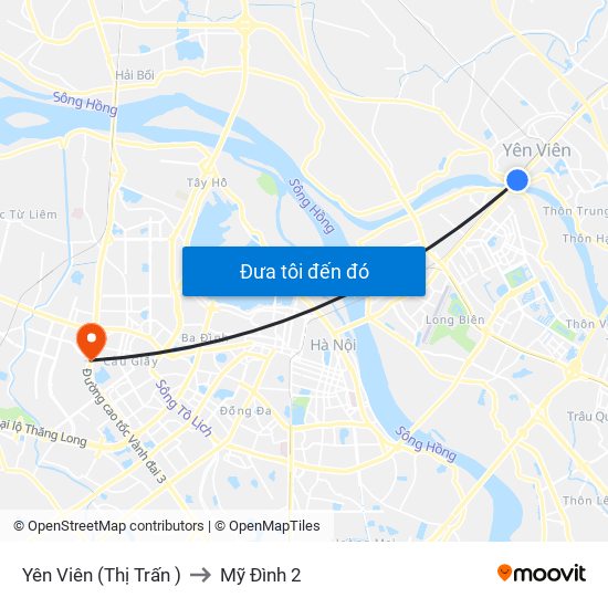 Yên Viên (Thị Trấn ) to Mỹ Đình 2 map