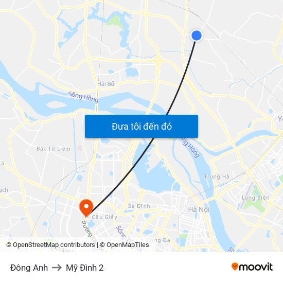 Đông Anh to Mỹ Đình 2 map