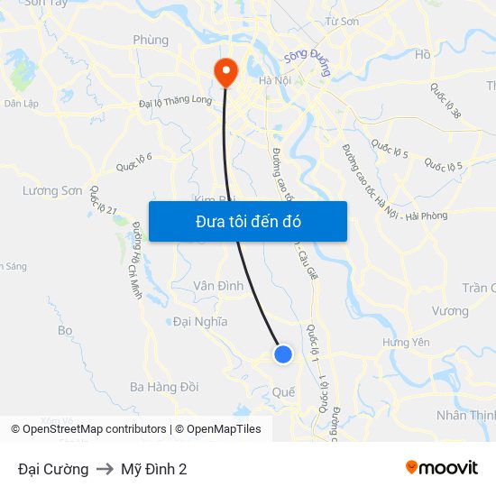 Đại Cường to Mỹ Đình 2 map