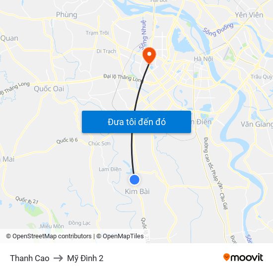 Thanh Cao to Mỹ Đình 2 map