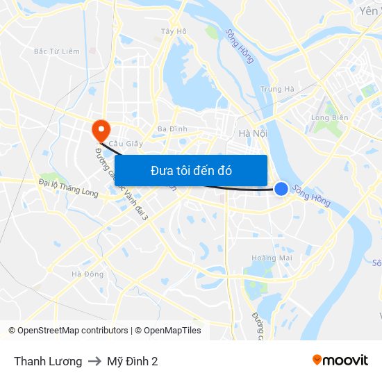 Thanh Lương to Mỹ Đình 2 map
