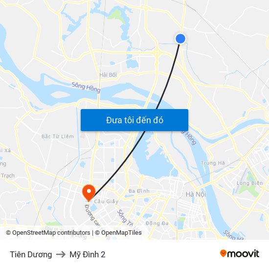 Tiên Dương to Mỹ Đình 2 map