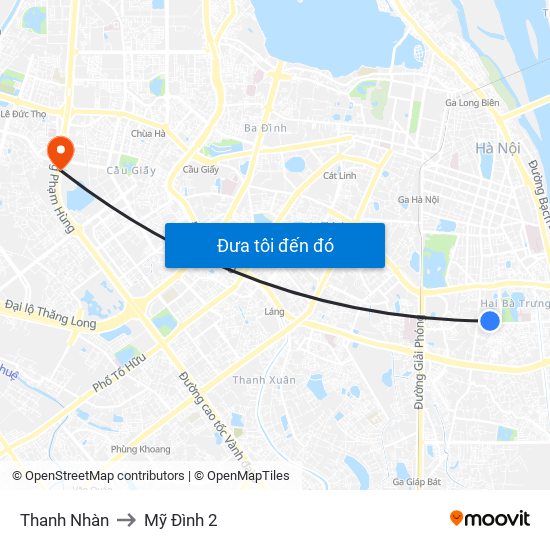 Thanh Nhàn to Mỹ Đình 2 map
