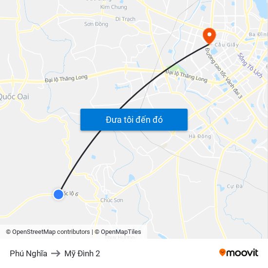 Phú Nghĩa to Mỹ Đình 2 map