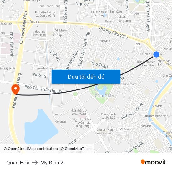 Quan Hoa to Mỹ Đình 2 map