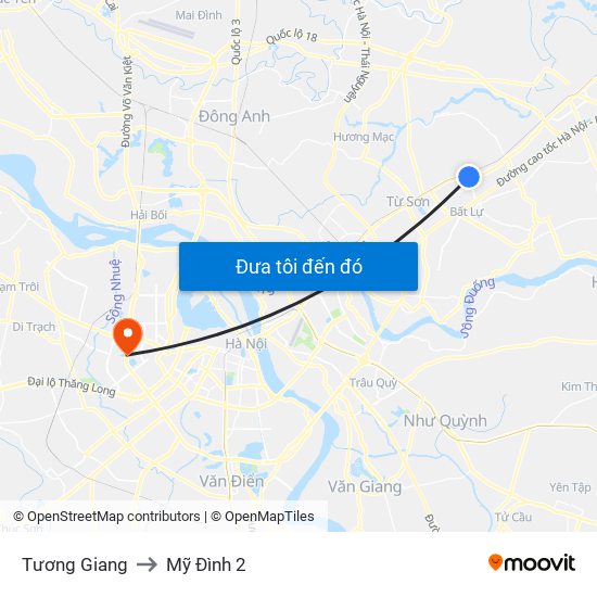 Tương Giang to Mỹ Đình 2 map