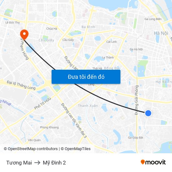 Tương Mai to Mỹ Đình 2 map