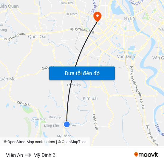 Viên An to Mỹ Đình 2 map