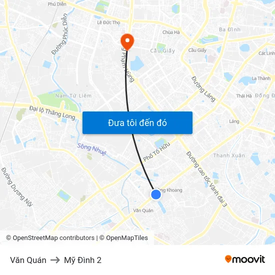Văn Quán to Mỹ Đình 2 map