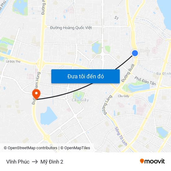 Vĩnh Phúc to Mỹ Đình 2 map