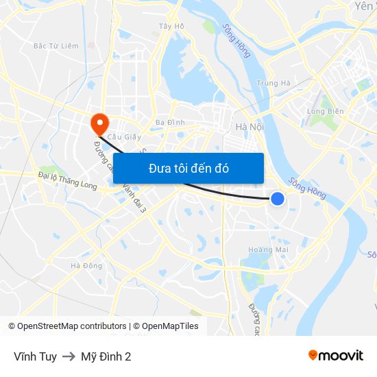 Vĩnh Tuy to Mỹ Đình 2 map