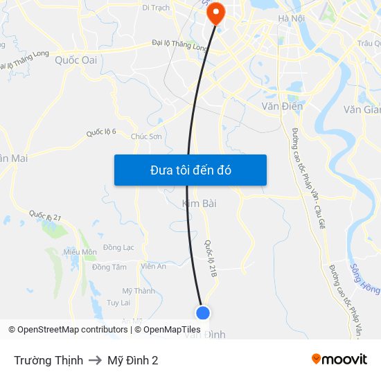 Trường Thịnh to Mỹ Đình 2 map