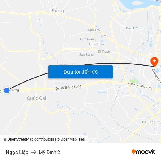 Ngọc Liệp to Mỹ Đình 2 map