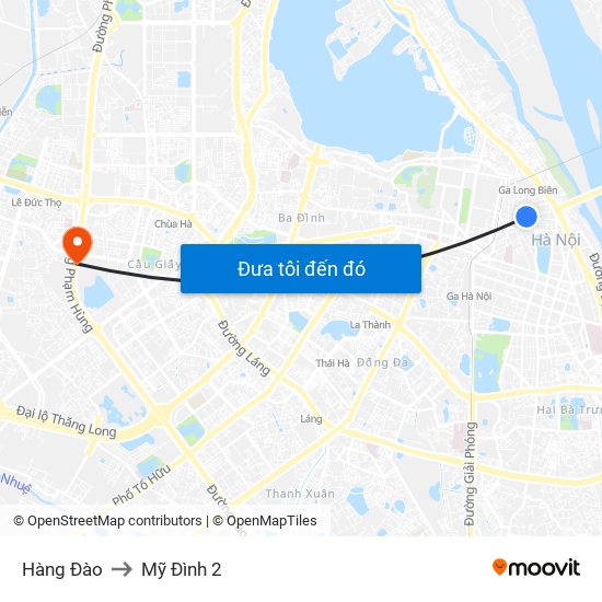 Hàng Đào to Mỹ Đình 2 map