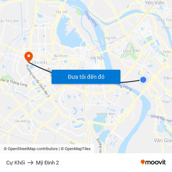 Cự Khối to Mỹ Đình 2 map