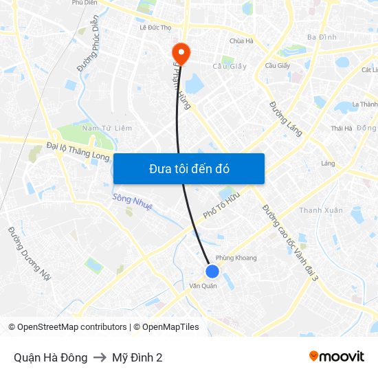 Quận Hà Đông to Mỹ Đình 2 map