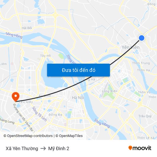 Xã Yên Thường to Mỹ Đình 2 map