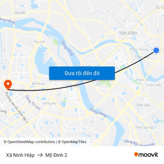 Xã Ninh Hiệp to Mỹ Đình 2 map