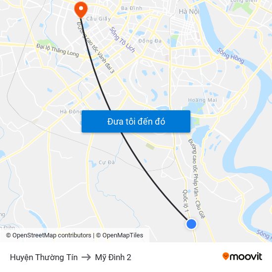 Huyện Thường Tín to Mỹ Đình 2 map