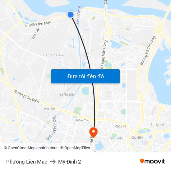 Phường Liên Mạc to Mỹ Đình 2 map