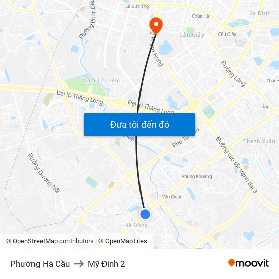 Phường Hà Cầu to Mỹ Đình 2 map