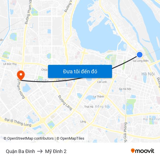 Quận Ba Đình to Mỹ Đình 2 map