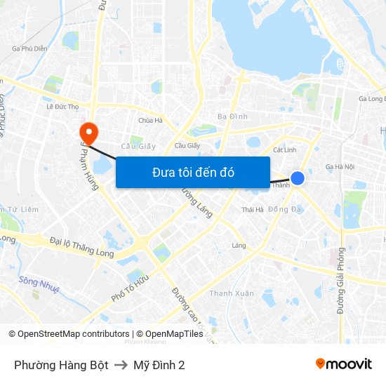 Phường Hàng Bột to Mỹ Đình 2 map